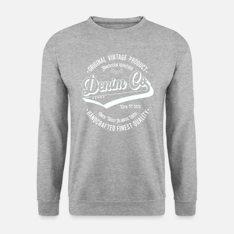Denim Co. Original Vintage Produkt handgefertigt - Unisex Pullover - Weißgrau meliert