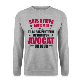 Sei nett zu mir Anwalt Humor Avocado - Unisex Pullover - Weißgrau meliert - Vorne - Alina (178cm) & Michal (187cm)