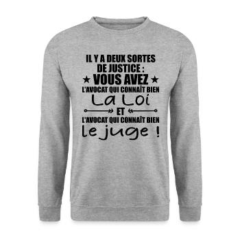 Es gibt zwei Arten von Gerechtigkeits-/Humor-Anwälten - Unisex Pullover - Weißgrau meliert - Vorne - Alina (178cm) & Michal (187cm)