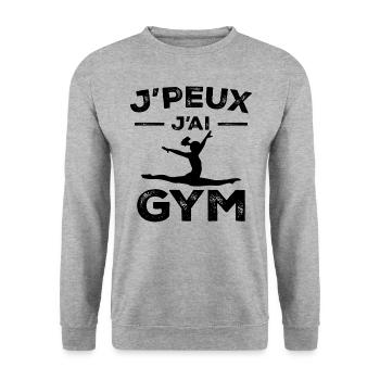 Gymnastik-Geschenk - Ich kann nicht ins Fitnessstudio - Unisex Pullover - Weißgrau meliert - Vorne - Alina (178cm) & Michal (187cm)