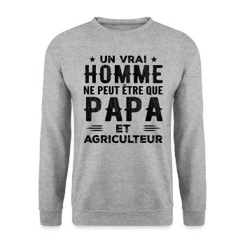 Ein echter Mann ist nur ein Vater und ein Bauer - Unisex Pullover - Weißgrau meliert - Vorne - Alina (178cm) & Michal (187cm)