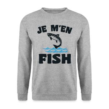 Ich fische nicht. Lustiges Fischergeschenk zum Angeln - Unisex Pullover - Weißgrau meliert - Vorne - Alina (178cm) & Michal (187cm)