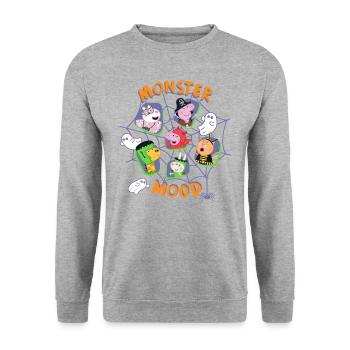 Peppa Pig Design Monster Mood Spider Web Halloween - Unisex Sweatshirt - salt & pepper - Front - Alina (178cm) & Michal (187cm)