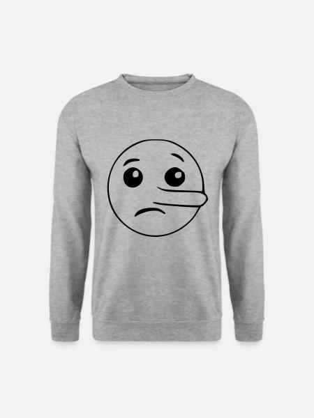Emoji lügen Skizze schwarz - Unisex Pullover - Weißgrau meliert