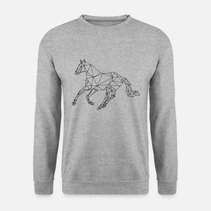 Geometrisches Pferd - Unisex Pullover - Weißgrau meliert