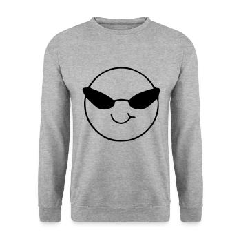 Emoji sketch cool noir - Sweat-shirt Unisexe - gris chiné - Devant - Alina (178cm) & Michal (187cm)