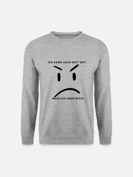 ich kann auch nett sein. - Unisex Pullover - Weißgrau meliert