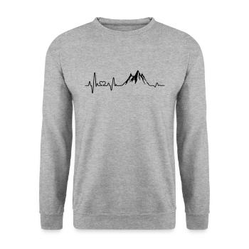 Herzschlag Berg Berge liebe Wandern Bergsteiger - Unisex Pullover - Weißgrau meliert - Vorne - Alina (178cm) & Michal (187cm)