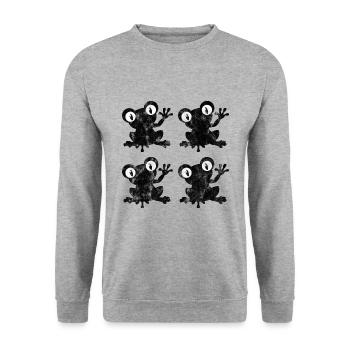 Frosch Frösche Geschenk für Kinder Lustig Witzig - Unisex Pullover - Weißgrau meliert - Vorne - Alina (178cm) & Michal (187cm)