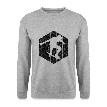 Skateboarder Skateboard Skater Skate Skateing - Sweat-shirt Unisexe - gris chiné - Devant - Alina (178cm) & Michal (187cm)