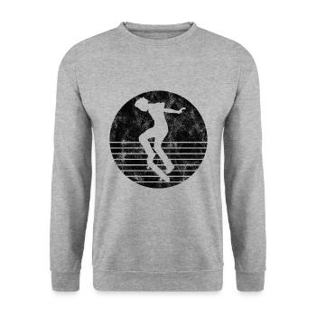 Skateboarder Skateboard Skater Skate Skateing - Sweat-shirt Unisexe - gris chiné - Devant - Alina (178cm) & Michal (187cm)