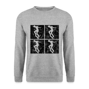 Skateboard Skateboarder Skater Skate Skateing - Unisex Pullover - Weißgrau meliert - Vorne - Alina (178cm) & Michal (187cm)