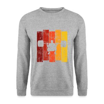 Bodybuilding Bodybuilder GYM Fitnessstudio Retro - Unisex Sweatshirt - salt & pepper - Front - Alina (178cm) & Michal (187cm)