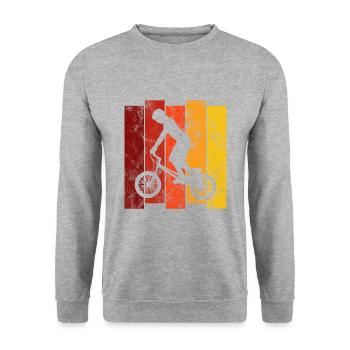 Cadeau rétro de vélo de vélo BMX Vélo Motocross - Sweat-shirt Unisexe - gris chiné - Devant - Alina (178cm) & Michal (187cm)
