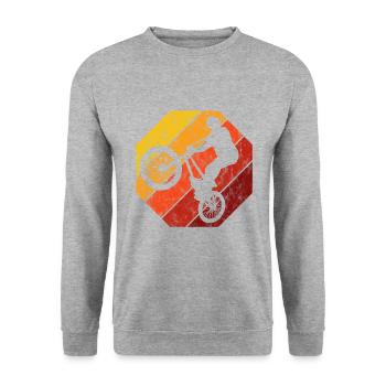 BMX Rad Fahrrad Retro Geschenk Bicycle Motocross - Unisex Pullover - Weißgrau meliert - Vorne - Alina (178cm) & Michal (187cm)