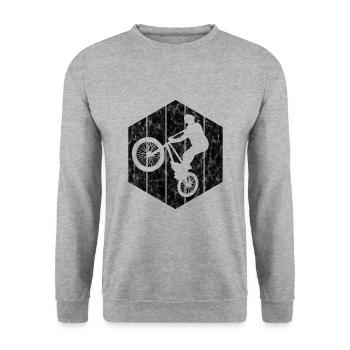 BMX Vélo Vélo Rétro Cadeau Vélo Motocross - Sweat-shirt Unisexe - gris chiné - Devant - Alina (178cm) & Michal (187cm)