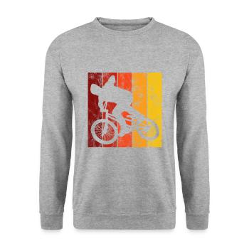 Cadeau rétro de vélo de vélo BMX Vélo Motocross - Sweat-shirt Unisexe - gris chiné - Devant - Alina (178cm) & Michal (187cm)