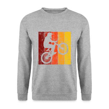 Cadeau rétro de vélo de vélo BMX Vélo Motocross - Sweat-shirt Unisexe - gris chiné - Devant - Alina (178cm) & Michal (187cm)