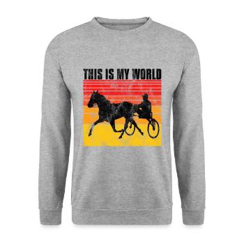 Ceci est mon World Trotting Races Retro - Sweat-shirt Unisexe - gris chiné - Devant - Alina (178cm) & Michal (187cm)