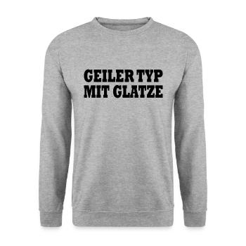 geiler typ mit glatze - Unisex Pullover - Weißgrau meliert - Vorne - Alina (178cm) & Michal (187cm)