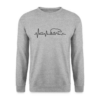 Polar Bear Heartbeat Bear ECG Love Bear Pulse - Unisex Sweatshirt - salt & pepper - Front - Alina (178cm) & Michal (187cm)