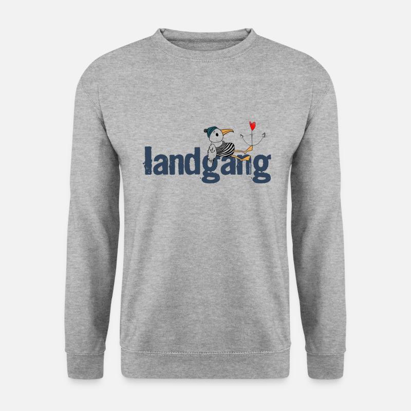 Landgang Möwe Herz - Unisex Pullover - Weißgrau meliert