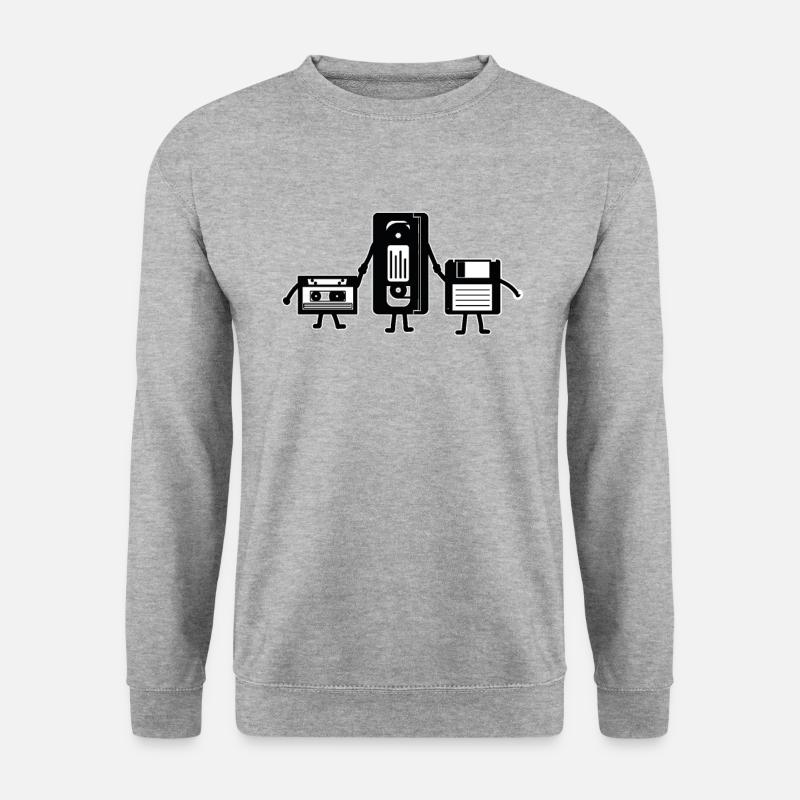 Vhs kassette Floppy Diskette nerd geek Geschenk - Unisex Pullover - Weißgrau meliert