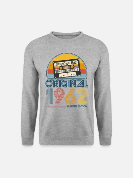 1962 Vintage Jahrgang Geburtstag Retro Geschenk - Unisex Pullover - Weißgrau meliert