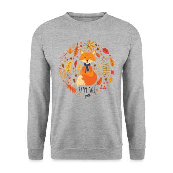 happy fall y'all - Unisex Sweatshirt - salt & pepper - Front - Alina (178cm) & Michal (187cm)