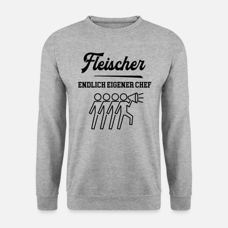 Fleischer Chef Selbstständigkeit Firma Gründen - Unisex Pullover - Weißgrau meliert