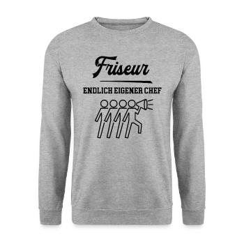 Friseur Chef Selbstständigkeit Salon Gründen - Unisex Pullover - Weißgrau meliert - Vorne - Alina (178cm) & Michal (187cm)