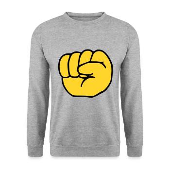 Emoji Fist Sketch Couleur - Sweat-shirt Unisexe - gris chiné - Devant - Alina (178cm) & Michal (187cm)