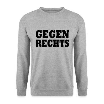 Gegen rechts - Unisex Pullover - Weißgrau meliert - Vorne - Alina (178cm) & Michal (187cm)
