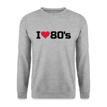 J'aime la musique de cœur des années 80, 80, 80, 80 - Sweat-shirt Unisexe - gris chiné - Devant - Alina (178cm) & Michal (187cm)