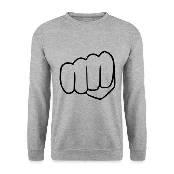 Emoji Faust croquis noir - Sweat-shirt Unisexe - gris chiné - Devant - Alina (178cm) & Michal (187cm)