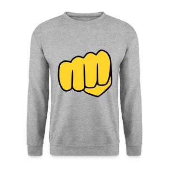 Emoji Fist Sketch Couleur - Sweat-shirt Unisexe - gris chiné - Devant - Alina (178cm) & Michal (187cm)