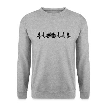 Tractor Heartbeat Trecker Pulse ECG Farmer Organic - Unisex Sweatshirt - salt & pepper - Front - Alina (178cm) & Michal (187cm)