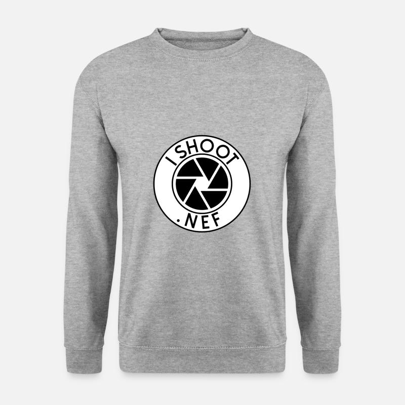 I shoot .nef - Unisex Pullover - Weißgrau meliert
