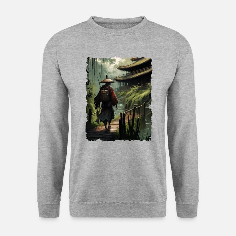 Samurai Japanese Temple Bridge River - Unisex Sweatshirt - salt & pepper