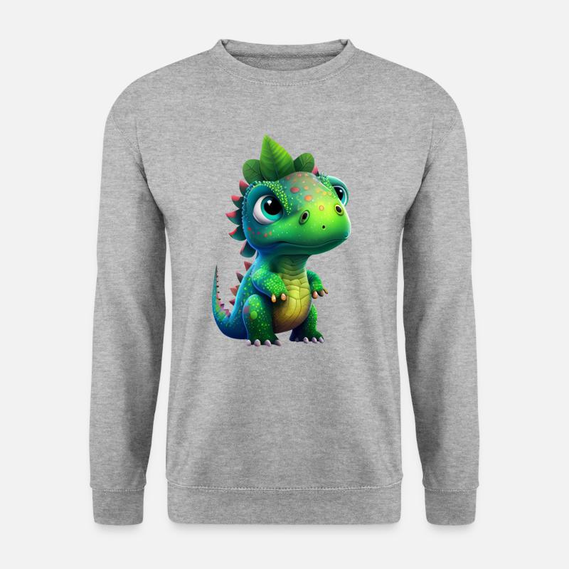 Baby Dinosaurier - Unisex Pullover - Weißgrau meliert