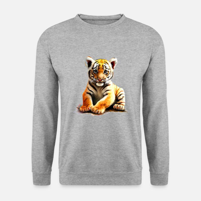 baby tiger - Unisex Pullover - Weißgrau meliert