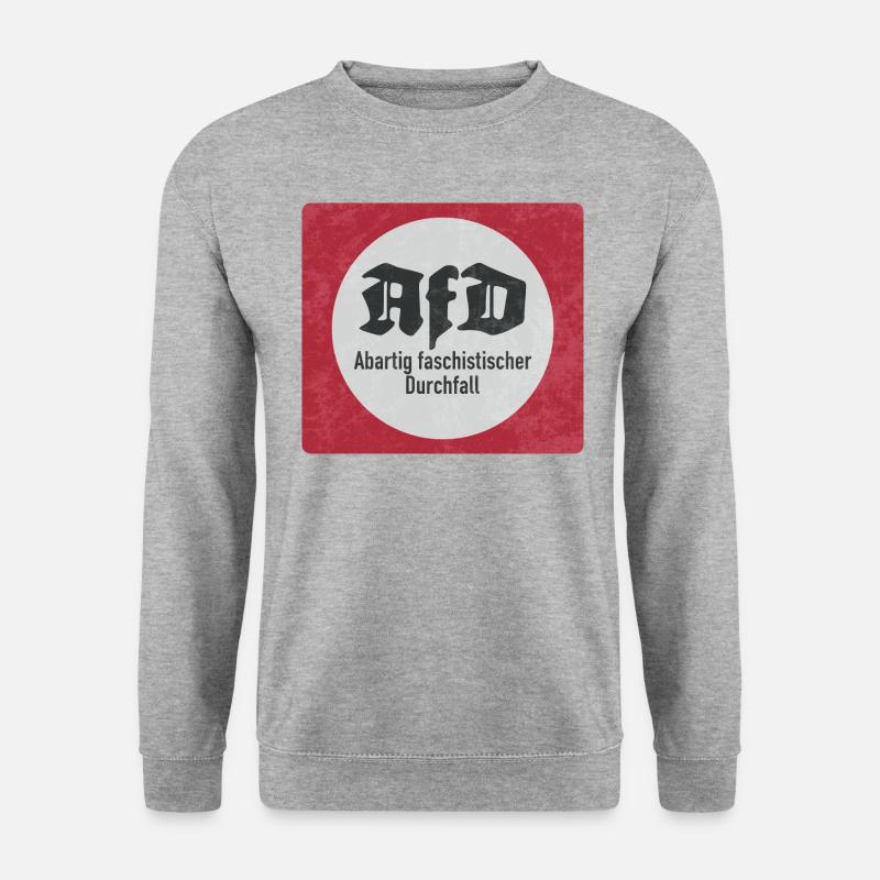 ANTI AFD STICKER, FASCHISTISCHER DURCHFALL - Unisex Pullover - Weißgrau meliert