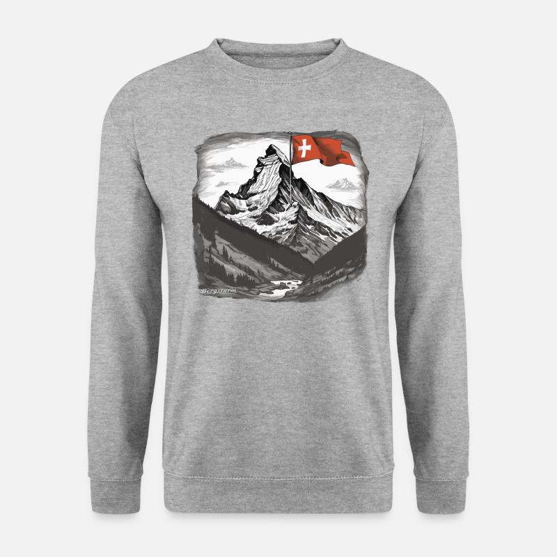 Matterhorn Schweizer Alpen - Unisex Pullover - Weißgrau meliert