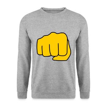 Emoji Fist Sketch Couleur - Sweat-shirt Unisexe - gris chiné - Devant - Alina (178cm) & Michal (187cm)