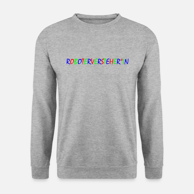 Roboterversteher*in – Bunte Typografie - Unisex Pullover - Weißgrau meliert