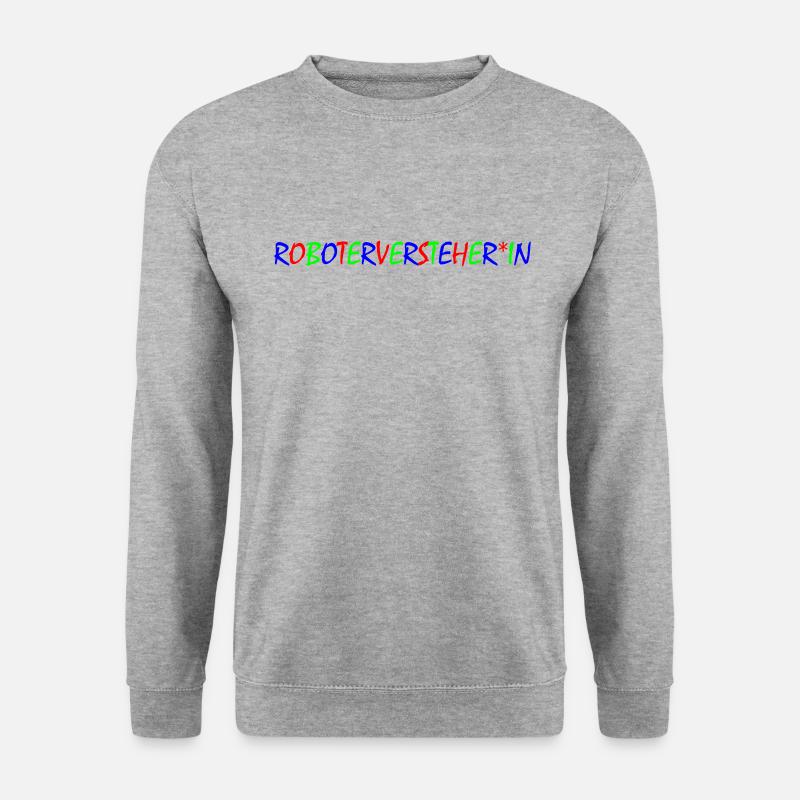Roboterversteher*in – Bunte Typografie - Unisex Pullover - Weißgrau meliert