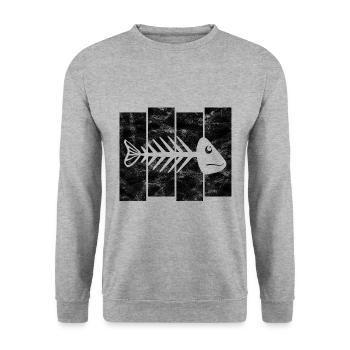 for anglers, fishermen and children | Pisces - Unisex Sweatshirt - salt & pepper - Front - Alina (178cm) & Michal (187cm)