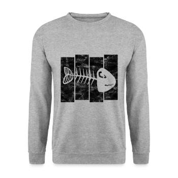 for anglers, fishermen and children | Pisces - Unisex Sweatshirt - salt & pepper - Front - Alina (178cm) & Michal (187cm)