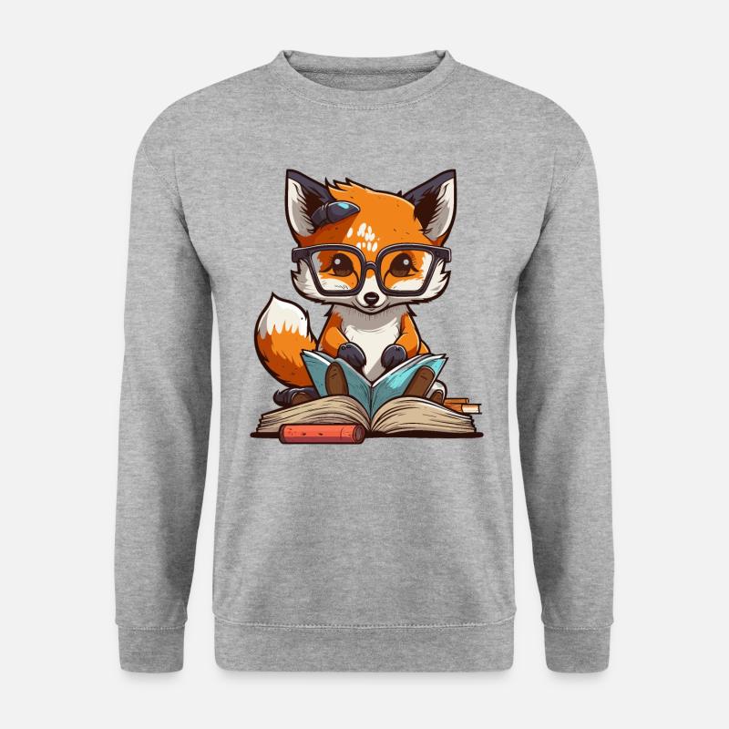 Buchhafter Fuchs - Unisex Pullover - Weißgrau meliert