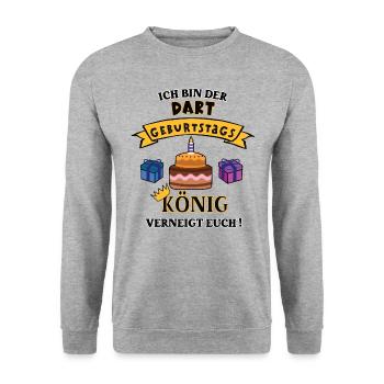 Darter Geburtstag Dartspieler Geb Spiel Darts - Unisex Pullover - Weißgrau meliert - Vorne - Alina (178cm) & Michal (187cm)
